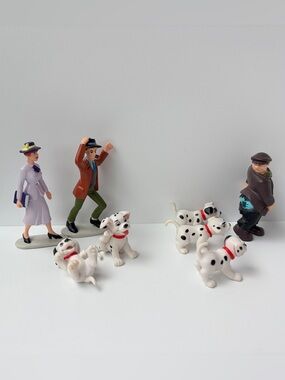 VTG Disney 101 Dalmatians Roger Anita Jasper & Pups Collectible Figurine Set